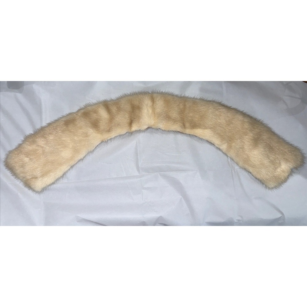 VINTAGE Cream Beige MINK FUR COLLAR SATIN LINED
